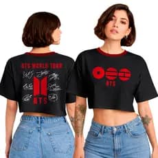 Cropped Oversized BTS World Tour ARIRANG 2026 Assinaturas Integrantes