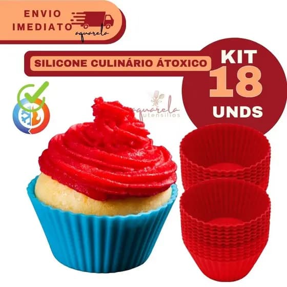 Kit 18 Pecas Forminha De Silicone Forma Assadeira Para Cupcake Capcake Mini Bolo Cozinha Air Fryer