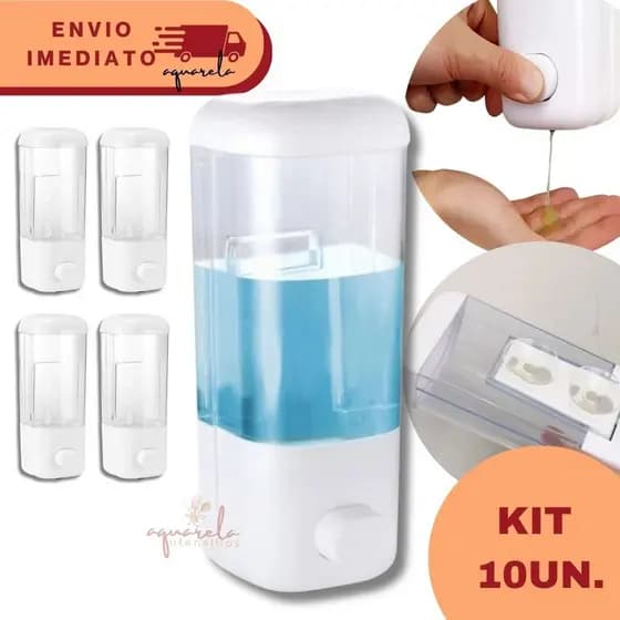 Kit 10 Dispenser De Parede Porta Álcool em Gel Detergente Sabonete Líquido 500ml Parede com Ventosa
