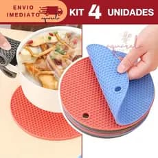 Jogo 4 Apoio de Panela em Silicone 18cm Protetor  Descanso Almofada Resistente ao Calor