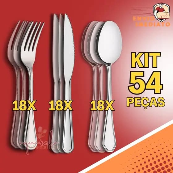 Conjunto Faqueiro Aço Inox Premium Linha Ashoria Talher Alto Padrão Garfo, Colher e Faca Para Restaurante
