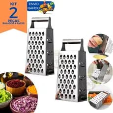 Kit 2 Ralador Aço Inox 4 Faces Resistente Cozinha Para Verduras Legumes Queijo Multiuso 21cm