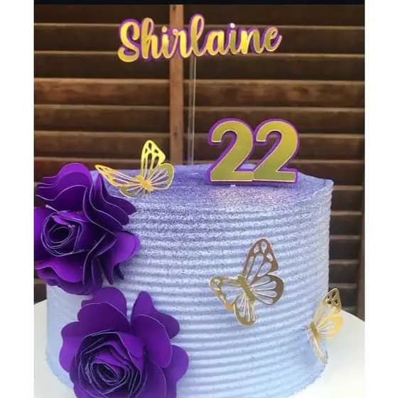 Topo topper flor e borboleta 3D personalizado