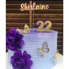 Topo topper flor e borboleta 3D personalizado
