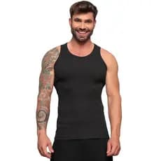Regata Masculina Modelo Americano Canelada Algodão Slim Fit