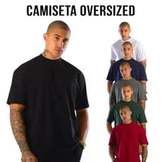 Camiseta Oversized Masculina Streetwear Gola Alta Estilo Americano