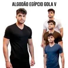 Camiseta Masculina Slim Fit Gola V Algodão Egípcio Premium