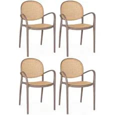 Kit 4 Cadeiras de Jantar Roma com Braço para Sala e Cozinha