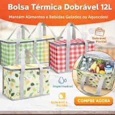 Bolsa Térmica Portatil 12L Dobravel Conserva Temperatura Lanches Bebidas Congelados Alimentos