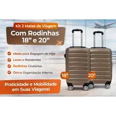 Kit Malas de Viagem com Rodinhas 18 e 20 Polegadas Bagagem de Mão Leve Resistente