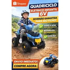 Quadriciclo Elétrico Infantil 6V Recarregável Motor Elétrico 3 anos Brinquedo Super Resistente