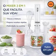 Mixer Processador Kit 3 Em 1 220V 200W Batedor Alimentos Fouet