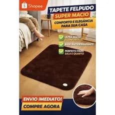 Tapete Felpudo Multiuso Antiderrapante para Sala Quarto Macio Confortável Decorativo Peludo