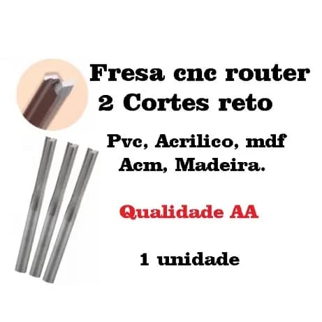 5x Fresas Corte Reto Paralelo Cnc Router Mdf, Acm Pvc Madeira