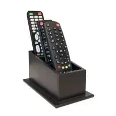 Porta Controle Remoto MDF Preto com 3 Divisórias – Organizador de Controles TV, Ar e Eletrônicos