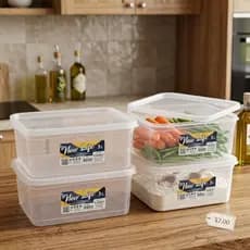 Kit 4 Potes 3L Plasmont Transparente Retangular – BPA Free – Freezer/Micro-ondas – Ideal CDP/DEPEN
