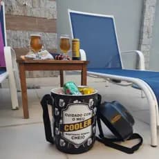 Cooler Caixa Térmica Redondo Estampado Com Alça Para Bebidas 12 Latas Festas Churrasco Praia Piscina