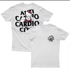 Camiseta Feminina 100% Algodão Oversized Estampada Academia Treino Hello Kitty Anti Cardio Club Estilo Conforto Fofo