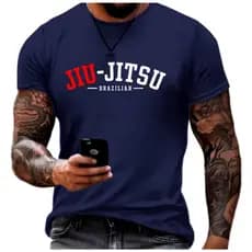 Camiseta Camisa 100% Algodão Lutador Jiu Jitsu Luta Musculo Arte Marcial Streetwear Estilo Arte Suave Dedicação Bjj