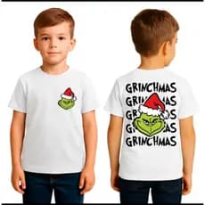 Camisa Infantil Feminina Masculina Estampa Natal "Grinchmas" Comemoração Festa Presente Ideal Para Crianças