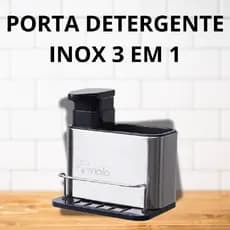 Suporte Porta Detergente/ Esponja em Inox 3 em 1 Dispenser