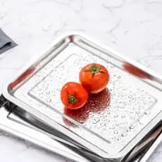 Kit com 10 Bandejas Travessa Inox Retangular 40 x 30 cm Multiuso para Servir Garçom Restaurante