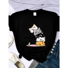 Camiseta Feminina Gatinhos Cat Pet Algodão Manga Curta