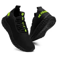 Tênis Unissex Black Preto Verde Leve Macio Confortável