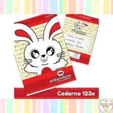 Kit 3 Cadernos Alibombom CAPA DURA Vermelho Pauta 123X CALIGRAFIA Letra Cursiva Material Escolar