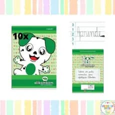 Kit 3 Cadernos Alibombom CAPA DURA Verde Pauta 123 CALIGRAFIA Letra Cursiva Material Escolar