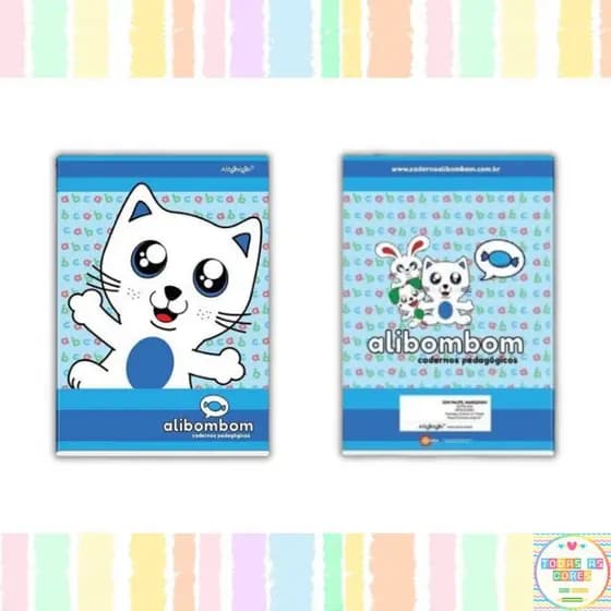 Kit 3 Cadernos Alibombom CAPA DURA Azul SEM PAUTA 80 Folhas Educação Infantil Material Escolar