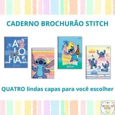 Caderno Stitch Capa Dura Brochura 1 Matéria Papelaria Fofa Infantil Material Escolar do Stitch