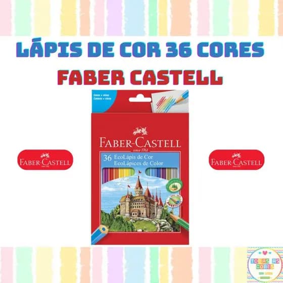 Lápis de Cor 36 Cores Faber Castell Sextavado Material Escolar Ecolápis Ponta Resistente