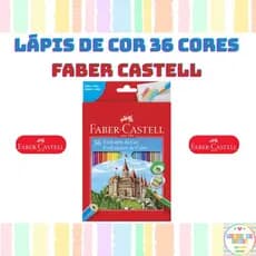 Lápis de Cor 36 Cores Faber Castell Sextavado Material Escolar Ecolápis Ponta Resistente
