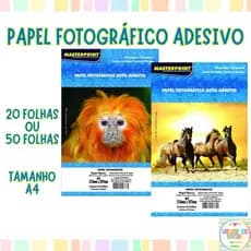 Papel Fotográfico Adesivo A4 130g Masterprint 20 ou 50 Folhas Glossy Alta Resolução Melhor Qualidade