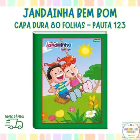 Caderno Jandainha Bem Bom CAPA DURA 80 Folhas Pauta Numerada 123 Melhor que Alibombom