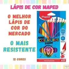 Lápis de Cor Jumbo MAPED 12 Cores Mais Resistente Color Peps Strong Triangular