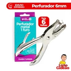 Perfurador de Papel 6mm 1 furo Redondo Metal Alicate Furador 6 Folhas Aço