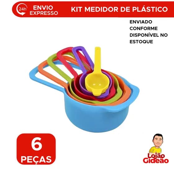 Kit 6 Medidores de Plástico Para Receitas De Bolo De Massa Medidor de Receitas Para Cozinha Colorido