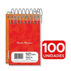 Kit 100 Caderneta de Bolso Espiral 40 folhas 1/16 Pequeno Para Revenda Personalização