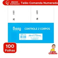 Talão De comanda Numerado 2 Corpos Com 100 folhas Bloco Pedido Mesa Restaurante