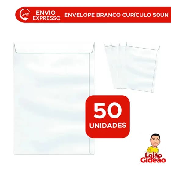 Kit Com 50 Envelopes A4 Brancos 24 × 34 cm Para Currículo Documentos Pacote com 50 unidades
