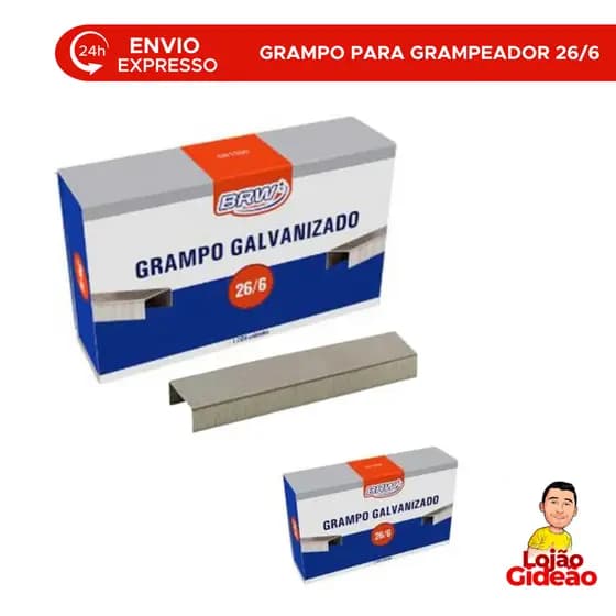 1000 Grampos Para Grampeador Tamanho 26/6 Galvanizados