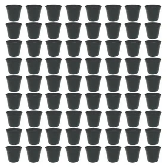 Kit Mini Vaso Pote 7 Decorativo - 150ml Plástico N7 Preto e Marrom Para Plantas e Flores Lembrancinha