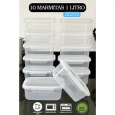 Kit 10 Marmita Potes 1000ml com Travas Laterais SEM BPA - Alimentos organizadores de congelador