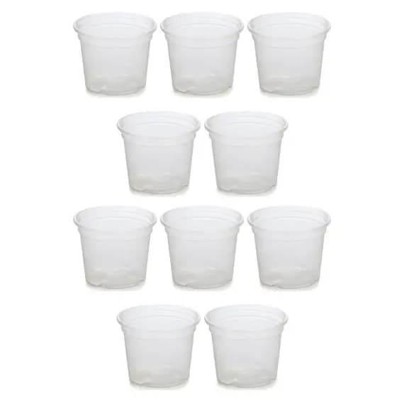 Kit 10 Vasos Transparentes Plástico Orquídea Adulta Pote 15