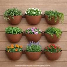 Kit 12 Vaso De Parede Rattan Jardim Horta Vertical 1 Litro Cerâmica