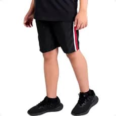 Bermuda Infantil Masculina Short Tactel Faixa Cinza Lateral Verao para Esportes e Escola 214
