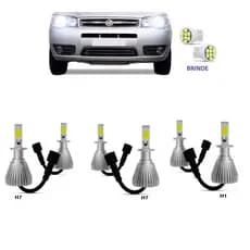 Kit Lampada Super Led Fiat Palio G3 Farol e Milha H7 H7 H1