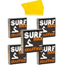 5 Parafina Surf Prancha Surf Wax - 5 Unidades Soul Fins 80g + 1 raspador